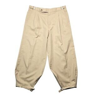 Aureus Pants Mens 34 Khaki Pleated Adjustable Waist Tapered Crop Outdoor USA‎